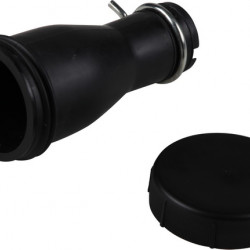 Oil filler extension with cap and gasket, black