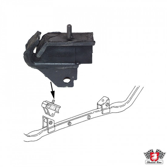 Rubber mount, engine support, rear, outer, left/right