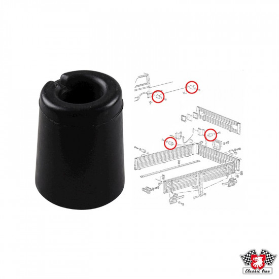 Rubber stop buffer for drop sides, 37 mm