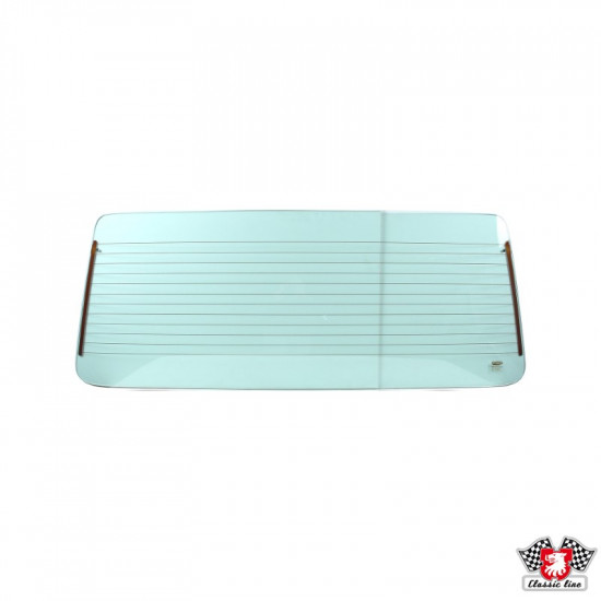 Rear window glass with heating, green, E-marked