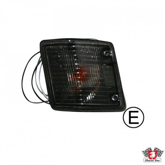 Turn signal light, front, smoked, left. E-marked