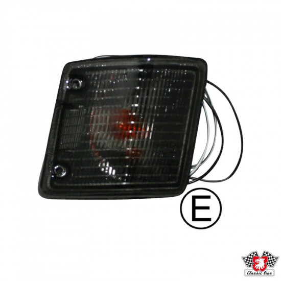 Turn signal light, front, smoked, right. E-marked