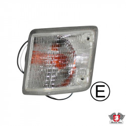 Turn signal light, front, white, right. E-marked