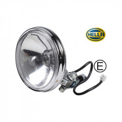 Long distance headlamp, Type Hella 118, chrome, with clear glass, with 12 V bulb, Ø 130 mm, with E-mark