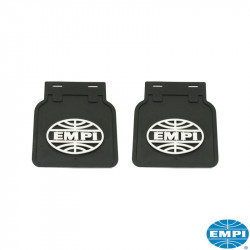 EMPI mud flaps, black with white logo, pair