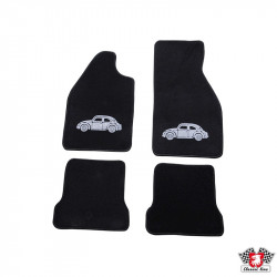 Floor mat set, 4 pcs. black, with Beetle silhouette on the front mats, grey/silver