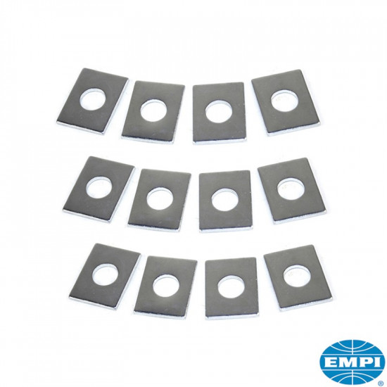 Rocker arm shim kit, 12 pcs total, 4x0.015", 4x.0.03", 4x0.06". To go between the rocker stand and the head boss for correct rocker arm height and geometry