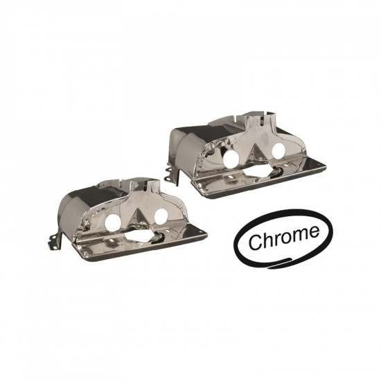 Chrome cyl. head tins. Fits single port engines. Sold in pairs