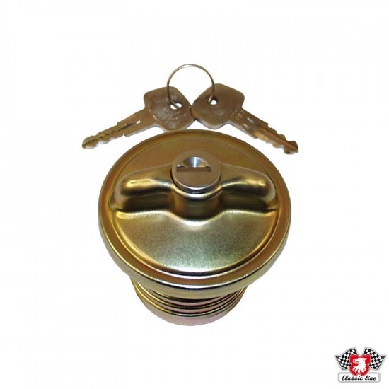 Fuel tank cap, lockable, metal, with keys