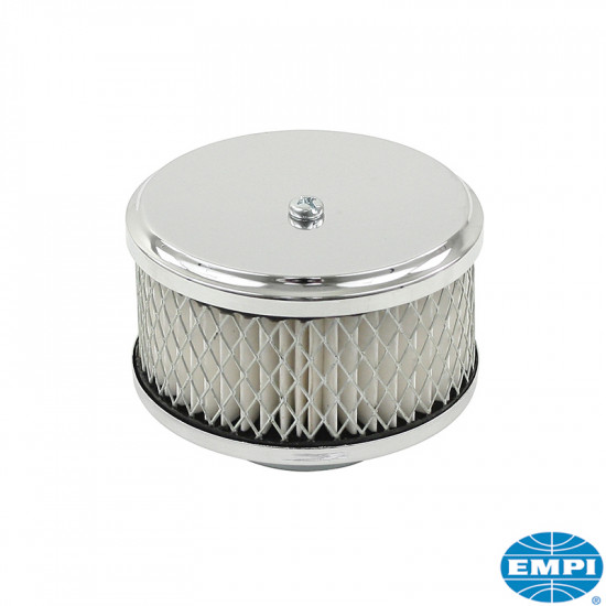 Air cleaner, mini, 3" high, chrome. For Standard VW carburetors