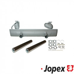 Complete exhaust kit with tail pipes and mounting kit, E-/TÜV approved