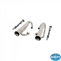 Exhaust system with inserts, Dual Racing, Stainless Steel