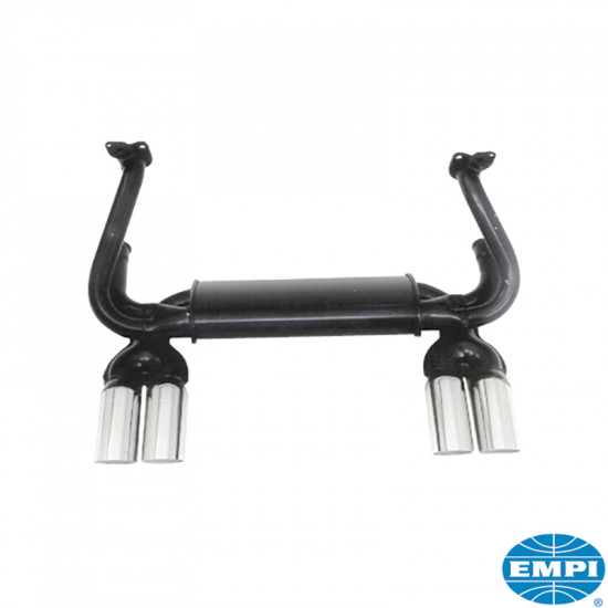 Exhaust system, GT, black with 4 chrome tips, 1 3/8" tubing