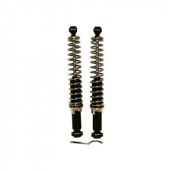 Coil-over shocks set, front/rear. Heavy duty shocks with chrome springs. Three position adjustment allows suspension to be set as required.