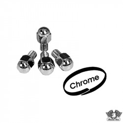 Chrome acorn lug bolts for standard steel wheels. Set with 4 pcs. 14 mm