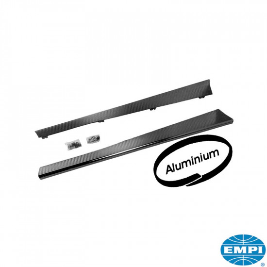 Running board kit, black/polished ribs, aluminium