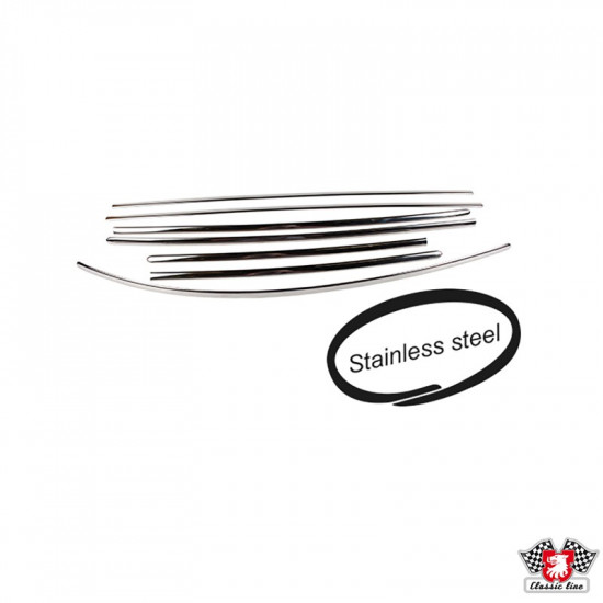 Body moulding kit, 7 pcs., polished stainless steel, show quality