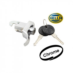Lock for engine lid with keys, chrome, Hella