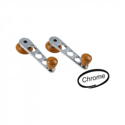 Chrome window winders with walnut knob. Sold in pairs