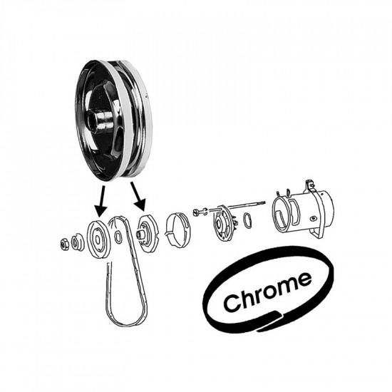 Pulley, generator/alternator stock,12 Volt (see also 043903109), chrome