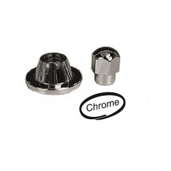 Chrome alternator/generator pulley nut with cover. Fits both 6 and 12 Volts. Completes the generator pulley no. AC903111