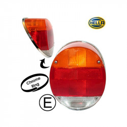 Tail light assembly, with, chrome ring, orange/red/clear, left/right, E-marked, "Ultima Edition Style"