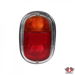 Tail light assembly with chrome trim, amber/red, European style, without E-mark, left/right