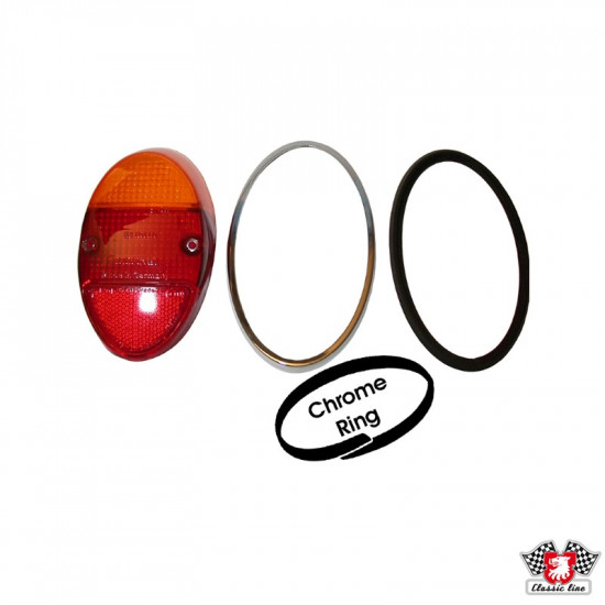 Tail light lens with chrome ring