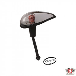 Turn signal light with gasket and socket, wing mounted, chrome, clear, left/right