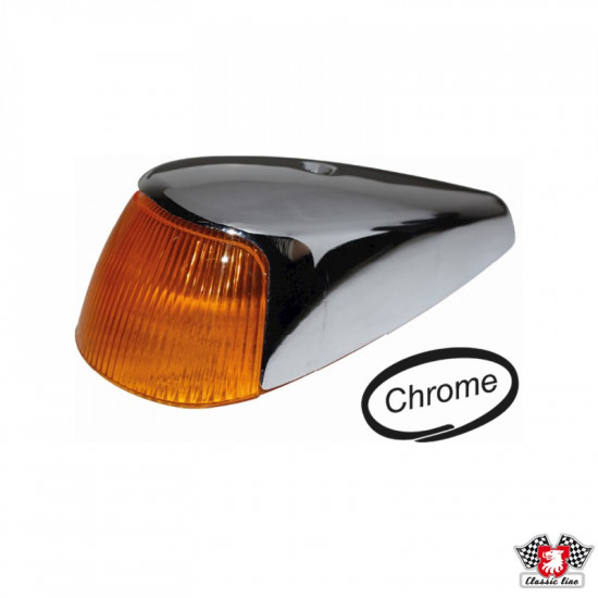 Turn signal light without gasket and socket, wing mounted, chrome, yellow, left/right