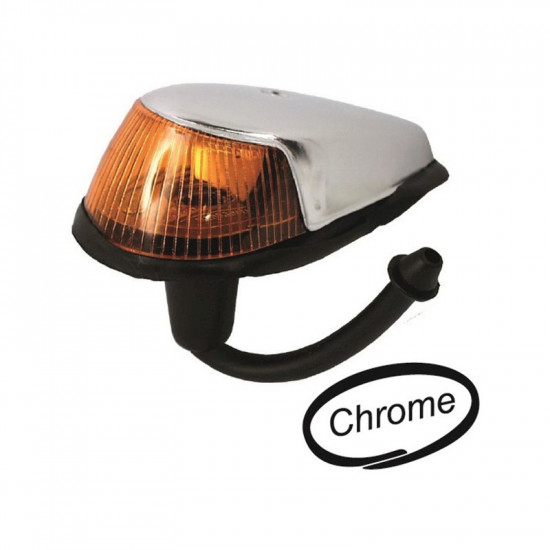 Turn signal light with gasket and socket, wing mounted, chrome, left/right