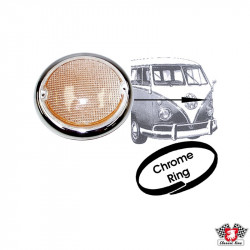 Turn signal light lens, front, white with chrome, left,