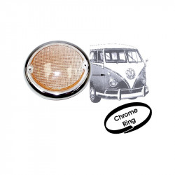 Turn signal light lens, front, white with chrome, right