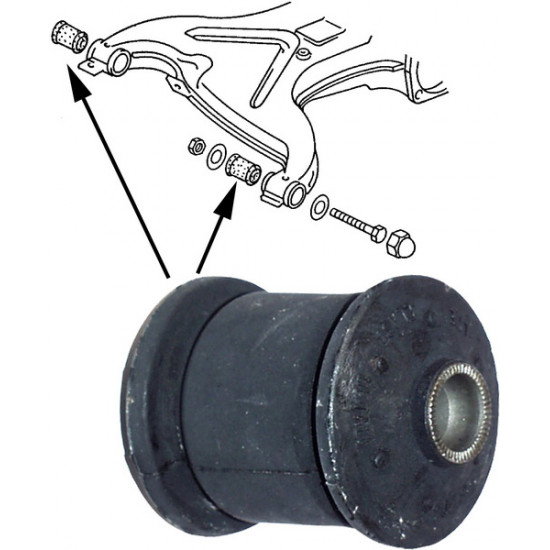 Rubber mount for wishbone, rear
