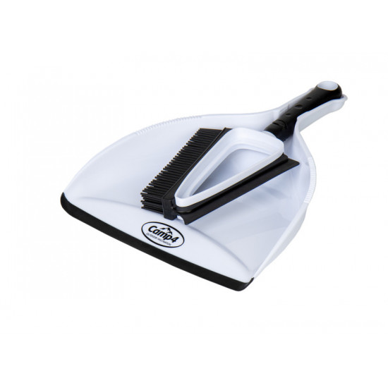 Silicone hand brush and dustpan set - White / Black