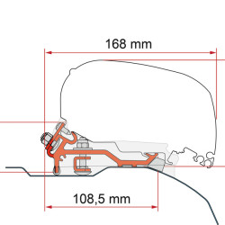 FIAMMA F80S / F85L Flat Adapter Kit for High Roof H2 - Silver, For Fiat Ducato, Peugeot Boxer or Citroën Jumper without front panoramic roof hood, Left and right hand drive, vehicle manufacturing year: 07-2006