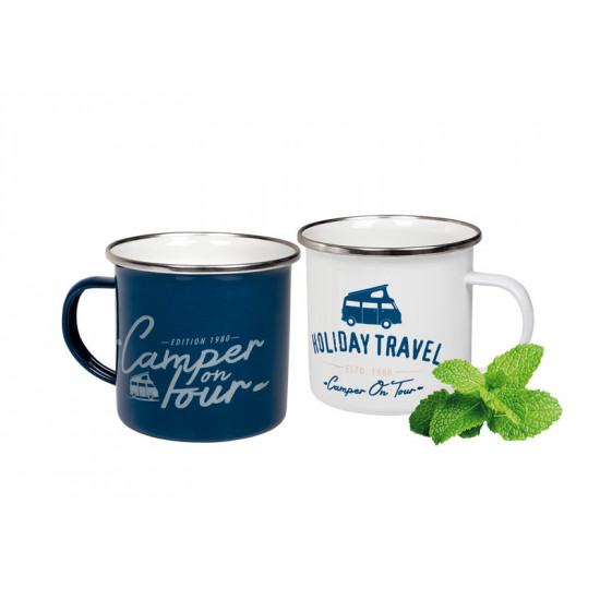Holiday Travel Bay City enamel mugs, set of 2, 400ml