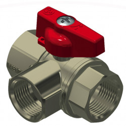 3-way aluminum shut-off valve, 3/8" female thread, with short handle