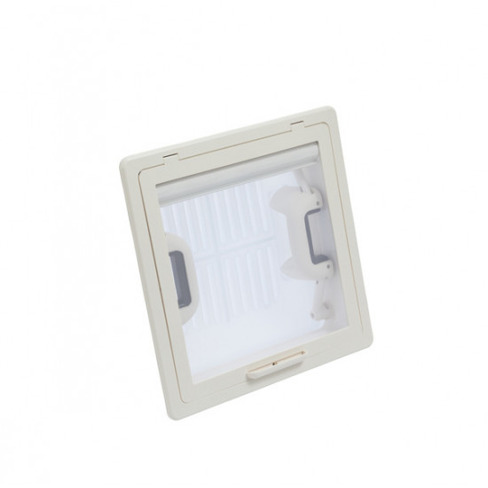 Roof hatch with mosquito net 280 x 280 mm - frosted glass - beige inner frame
