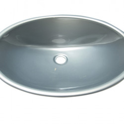Drop-in washbasin - Oval, material: high-gloss silver plastic