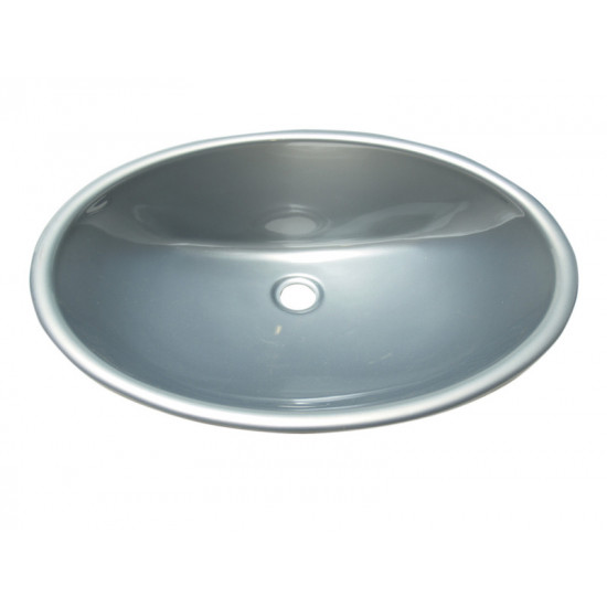 Drop-in washbasin - Oval, material: high-gloss silver plastic