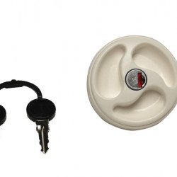 3-handle tank lock with cylinder and 2 keys - White