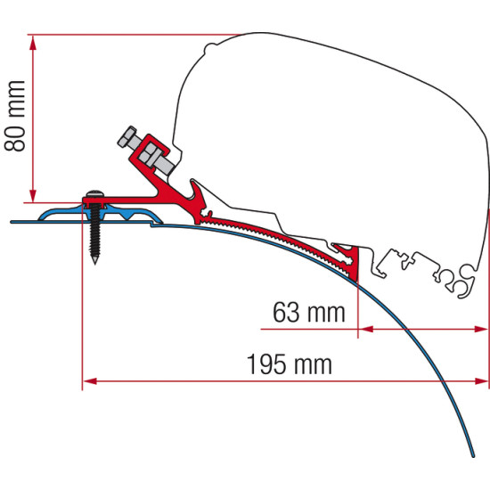 Fiamma adapter kit F80 Laika Kreos from 2021, Length : 15 cm, For type: f80s