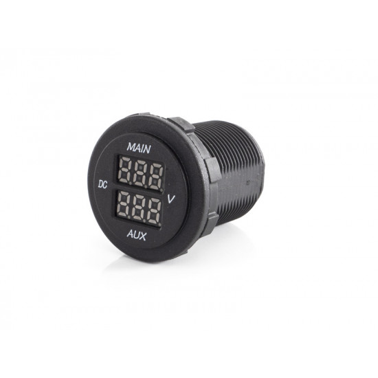 Dual LED Voltmeter (MAIN / AUX) for vehicle and on-board battery