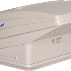 MaxxFan Deluxe White roof vent with rain cover