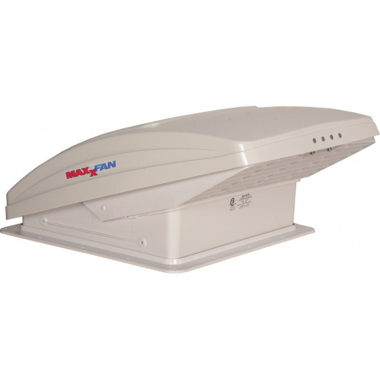 MaxxFan Deluxe White roof vent with rain cover