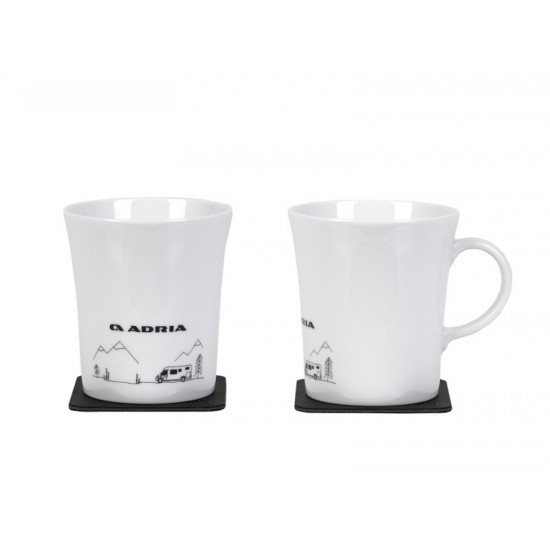 ADRIA Porcelain Magnetic Handle Mugs "TRAVEL MOTORHOME"