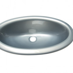 Drop-in washbasin - Oval, material: high-gloss silver plastic