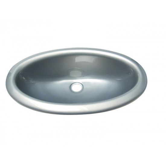 Drop-in washbasin - Oval, material: high-gloss silver plastic