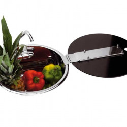 Stainless steel sink with tap and glass cover, Ø 30cm